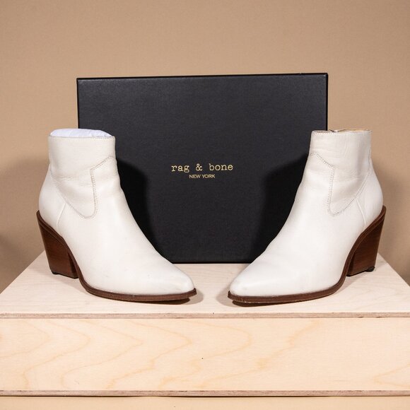 Rag & Bone Razor Boot Antique White Leather - Size 39/9 - Picture 1 of 11